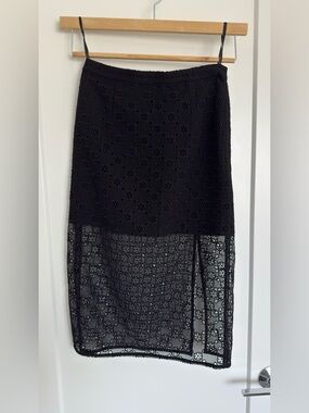 Ochiry Elegant Black Lace Midi Skirt